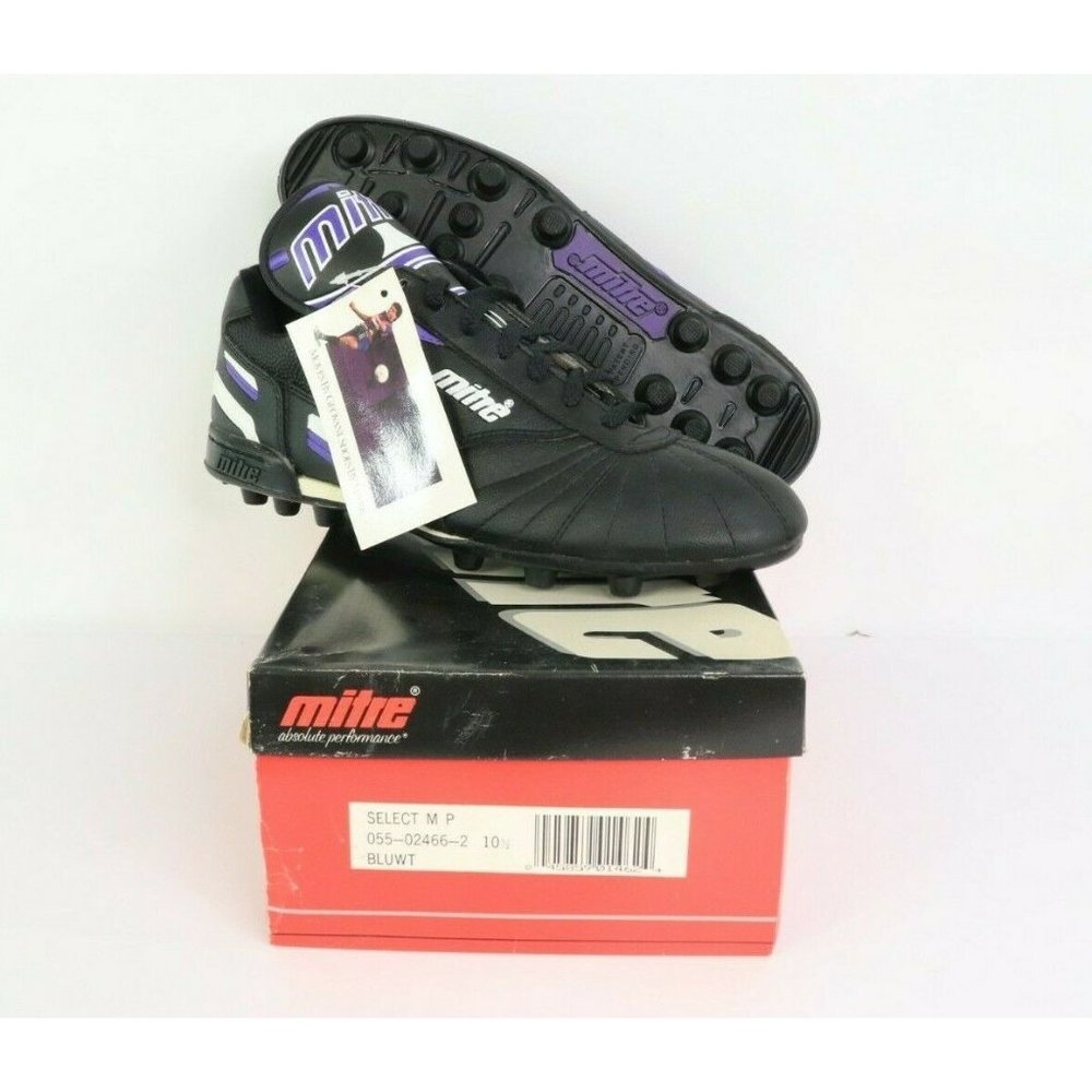 NOS Vtg 90s Mitre Select Soccer Cleats Shoes Boots Geovani Silva Black Nebs 10.5